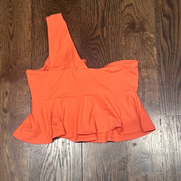 Susana Monaco Orange One Shoulder Flounce Tank Top - Picture 7 of 10